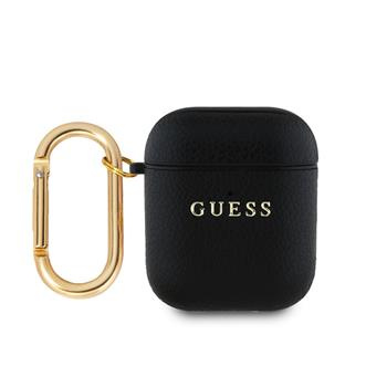 Guess PU Grained Classic Logo pouzdro pro AirPods 1/2 černé
