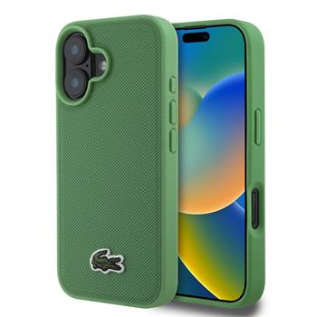 Lacoste Iconic Petit Pique Woven Logo MagSafe kryt pro iPhone 16 Plus zelený