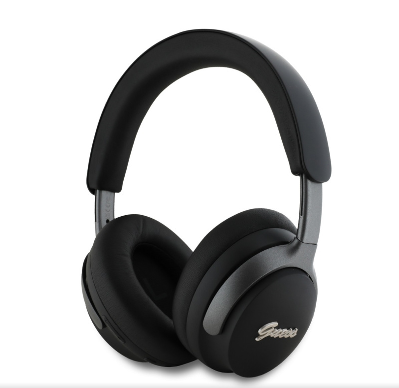 Guess PU Leather Script Logo ANC/ENC bezdrátová sluchátka černá