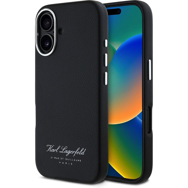 Karl Lagerfeld Grained PU Hotel RSG kryt pro iPhone 16 černý