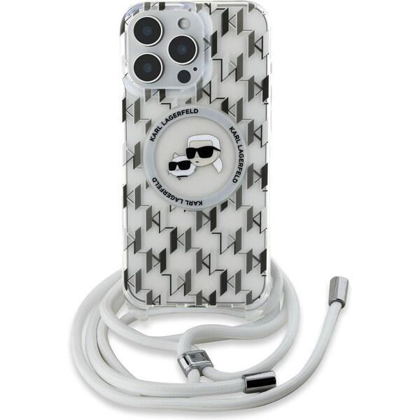 Karl Lagerfeld IML Monogram Crossbody K&CH Heads MagSafe kryt pro iPhone 16 Pro čirý