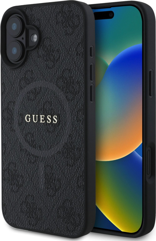 Guess Ochranný kryt na iPhone 16 - Guess, 4G Colored Ring MagSafe Black