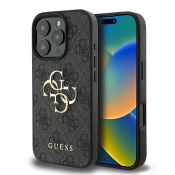 Guess PU 4G Metal Logo kryt pro iPhone 16 Pro Max šedý