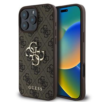 Guess PU 4G Metal Logo kryt pro iPhone 16 Pro Max hnědý