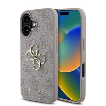 Guess PU 4G Metal Logo kryt pro iPhone 16 růžový