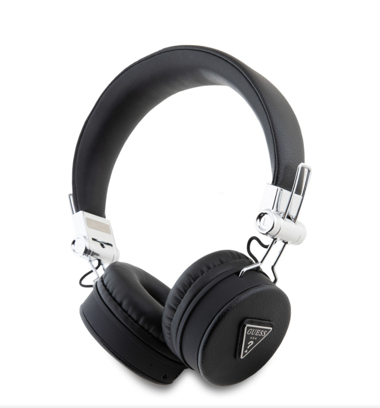 Guess PU Grained Triangle Logo ENC bezdrátová sluchátka černá