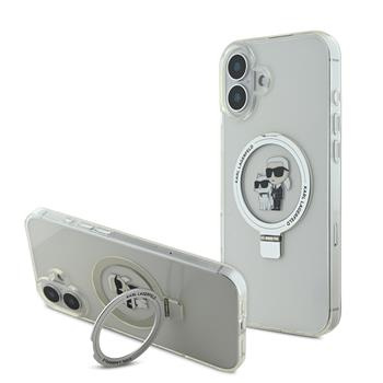 Karl Lagerfeld Ringstand Karl and Choupette MagSafe kryt pro iPhone 16 Plus bílý