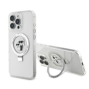 Karl Lagerfeld Ringstand Karl and Choupette MagSafe kryt pro iPhone 16 Pro Max bílý