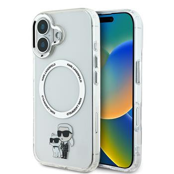 Karl Lagerfeld IML Karl and Choupette MagSafe kryt pro iPhone 16 čirý