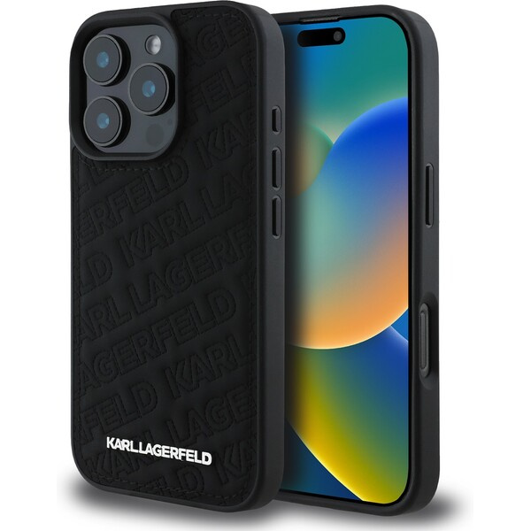 Karl Lagerfeld PU Quilted Pattern kryt pro iPhone 16 Pro černý