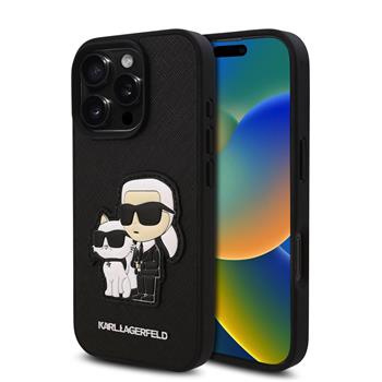 Karl Lagerfeld PU Saffiano Karl and Choupette kryt pro iPhone 16 Pro Max černý