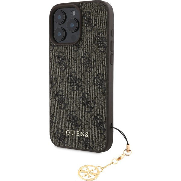 Guess 4G Charm kryt pro iPhone 16 Pro Max hnědý