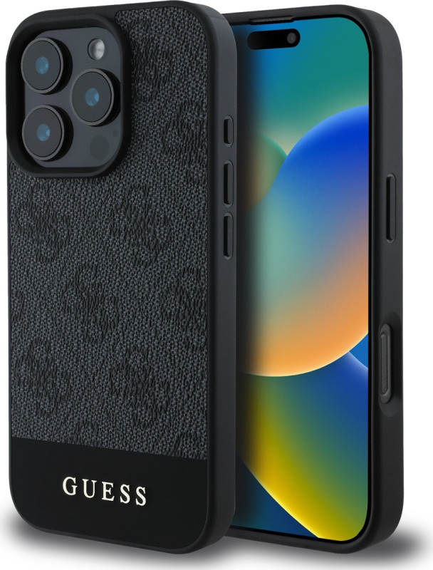 Guess Ochranný kryt na iPhone 16 Pro - Guess, 4G Stripe Gray