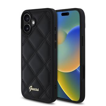 Guess PU Leather Quilted kryt iPhone 16 Plus černý