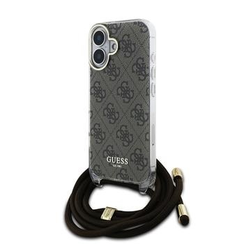 Guess IML 4G Printed Crossbody Popruh kryt iPhone 16 hnědý