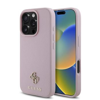 Guess PU Grained 4G Small Metal Logo MagSafe kryt iPhone 16 Pro Max růžový