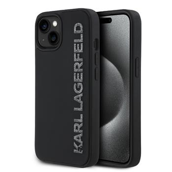 Karl Lagerfeld 3D Rubber Glitter Logo kryt iPhone 14 černý