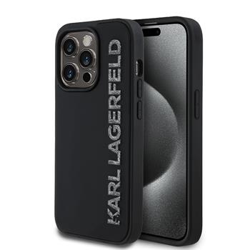 Karl Lagerfeld 3D Rubber Glitter Logo kryt iPhone 14 Pro černý