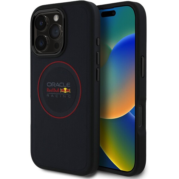 Oracle Red Bull Racing PU Leather Red Ring MagSafe kryt iPhone 16 Pro Max modrý