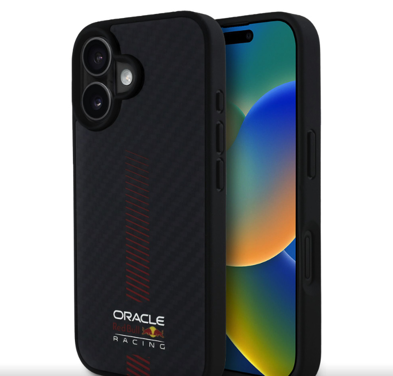 Oracle Red Bull Racing Carbon Powerbar MagSafe kryt iPhone 16 černý