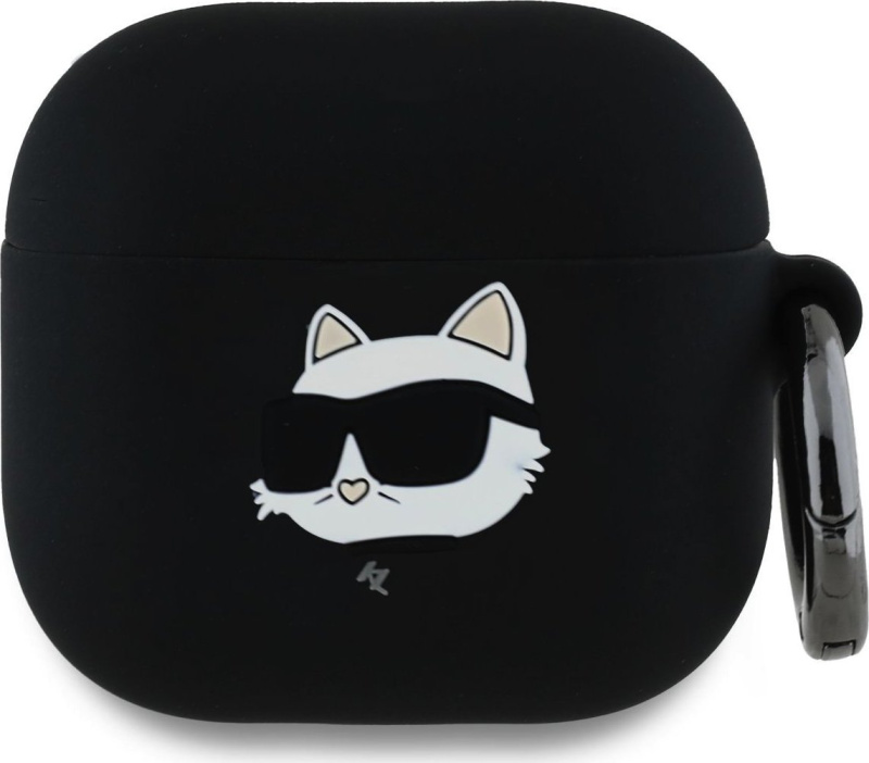 Karl Lagerfeld 3D Logo NFT Choupette Head silikonové pouzdro AirPods 4 černé