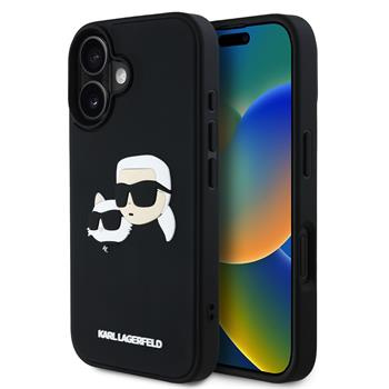 Karl Lagerfeld 3D Rubber Double Heads kryt iPhone 16 černý