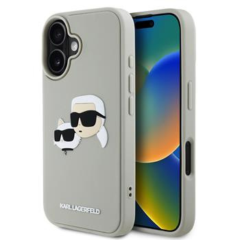 Karl Lagerfeld 3D Rubber Double Heads kryt iPhone 16 béžový