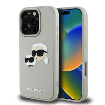 Karl Lagerfeld 3D Rubber Double Heads kryt iPhone 16 Pro béžový