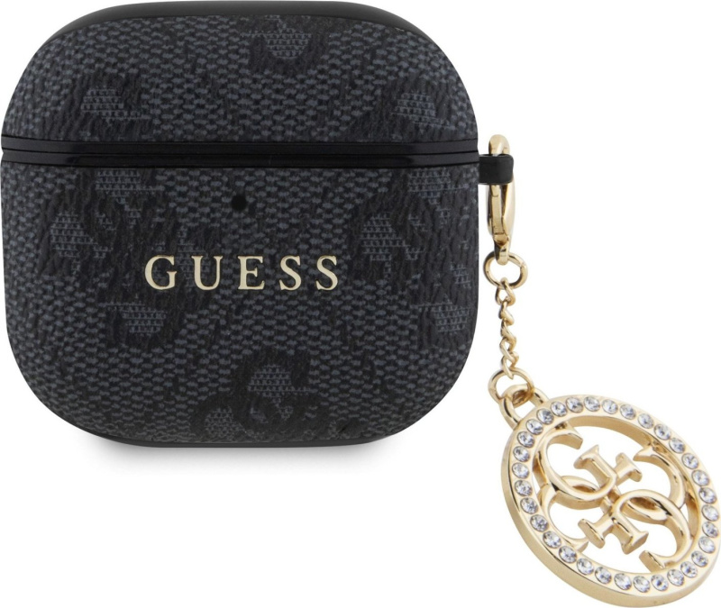 Guess 4G Script PC/PU Charm pouzdro AirPods 4 černé