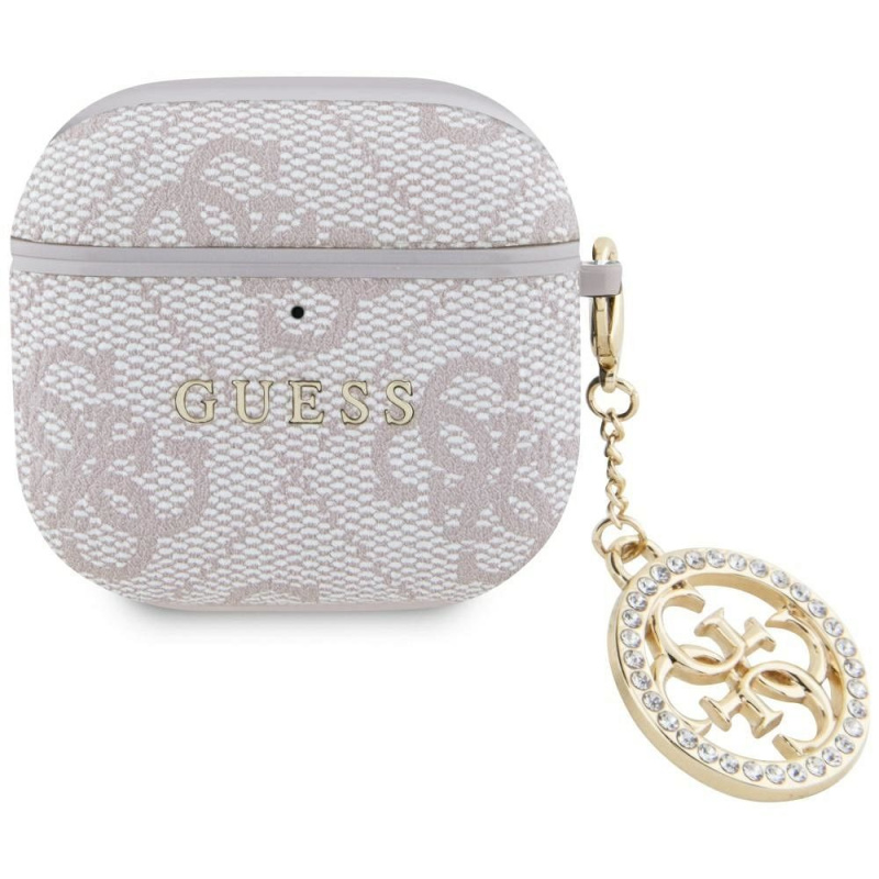 Guess 4G Script PC/PU Charm pouzdro AirPods 4 růžové