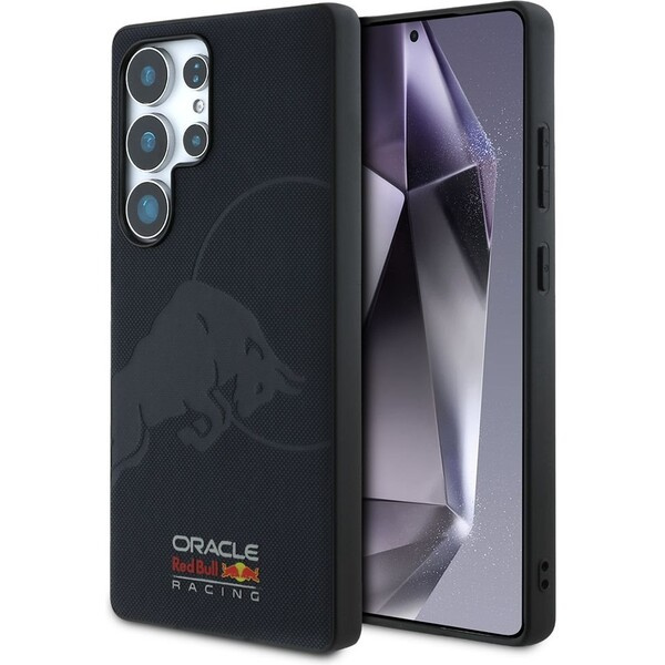 Oracle Red Bull Racing Leather Meshed Debossed Logo MagSafe kryt Samsung Galaxy S25 Ultra modrý