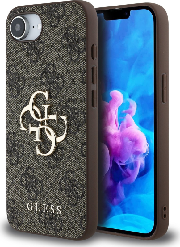 Guess PU 4G Metal Logo kryt iPhone 16e hnědý