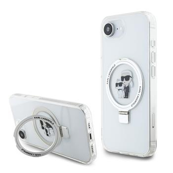 Karl Lagerfeld Ringstand Karl and Choupette MagSafe kryt iPhone 16e bílý