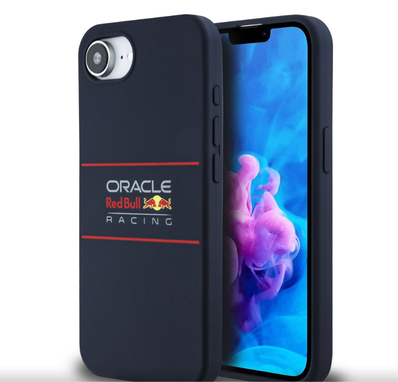 Oracle Red Bull Racing Silicone Horizontal Logo MagSafe kryt iPhone 16e modrý