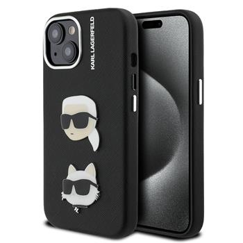 Karl Lagerfeld Grained PU K&CH Heads kryt iPhone 15 černý