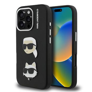 Karl Lagerfeld Grained PU K&CH Heads kryt iPhone 16 Pro černý