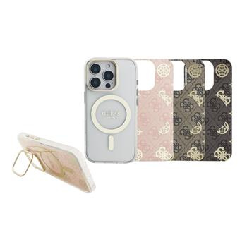 Guess PC/TPU Electroplated Stand Camera Frame MagSafe kryt s vyměnitelným pozadím iPhone 16 Pro