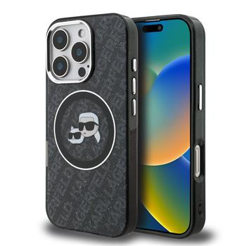 Karl Lagerfeld IML K&CH Heads Repeated Logo MagSafe kryt iPhone 16 Pro černý