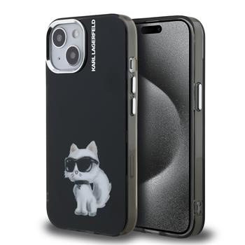 Karl Lagerfeld IML Aquarelle Choupette kryt iPhone 15 černý