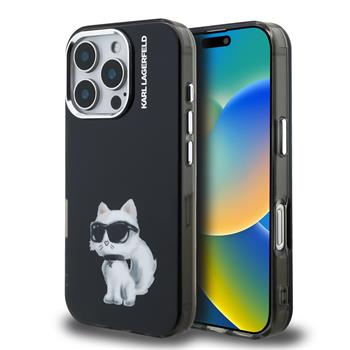 Karl Lagerfeld IML Aquarelle Choupette kryt iPhone 16 Pro černý