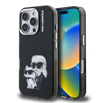 Karl Lagerfeld IML Aquarelle Karl and Choupette kryt iPhone 16 Pro Max černý