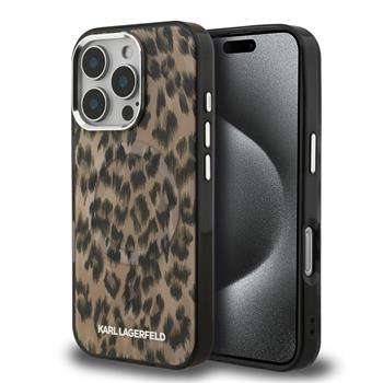 Karl Lagerfeld IML Leopard MagSafe kryt iPhone 16 Pro Max hnědý