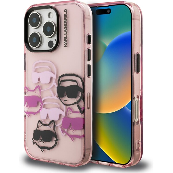 Karl Lagerfeld IML Multi K&CH Heads kryt iPhone 16 Pro Max růžový