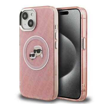 Karl Lagerfeld IML K&CH Heads Repeated Logo MagSafe kryt iPhone 15 růžový