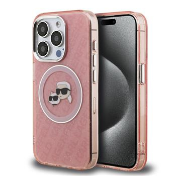 Karl Lagerfeld IML K&CH Heads Repeated Logo MagSafe kryt iPhone 15 Pro růžový