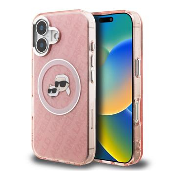 Karl Lagerfeld IML K&CH Heads Repeated Logo MagSafe kryt iPhone 16 růžový