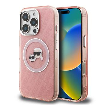 Karl Lagerfeld IML K&CH Heads Repeated Logo MagSafe kryt iPhone 16 Pro Max růžový