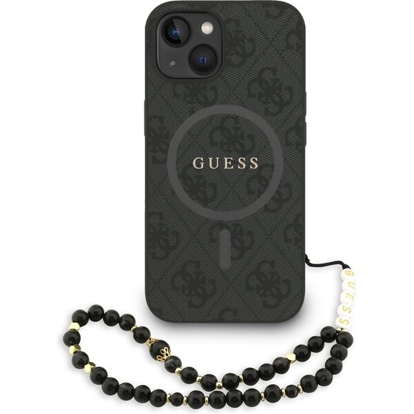 Guess PU Leather 4G Colored Ring Strap MagSafe kryt iPhone 13 černý