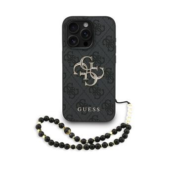 Guess PU 4G Metal Logo Strap kryt iPhone 15 Pro Max černý