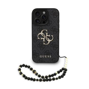 Guess PU 4G Metal Logo Strap kryt iPhone 16 Pro Max černý